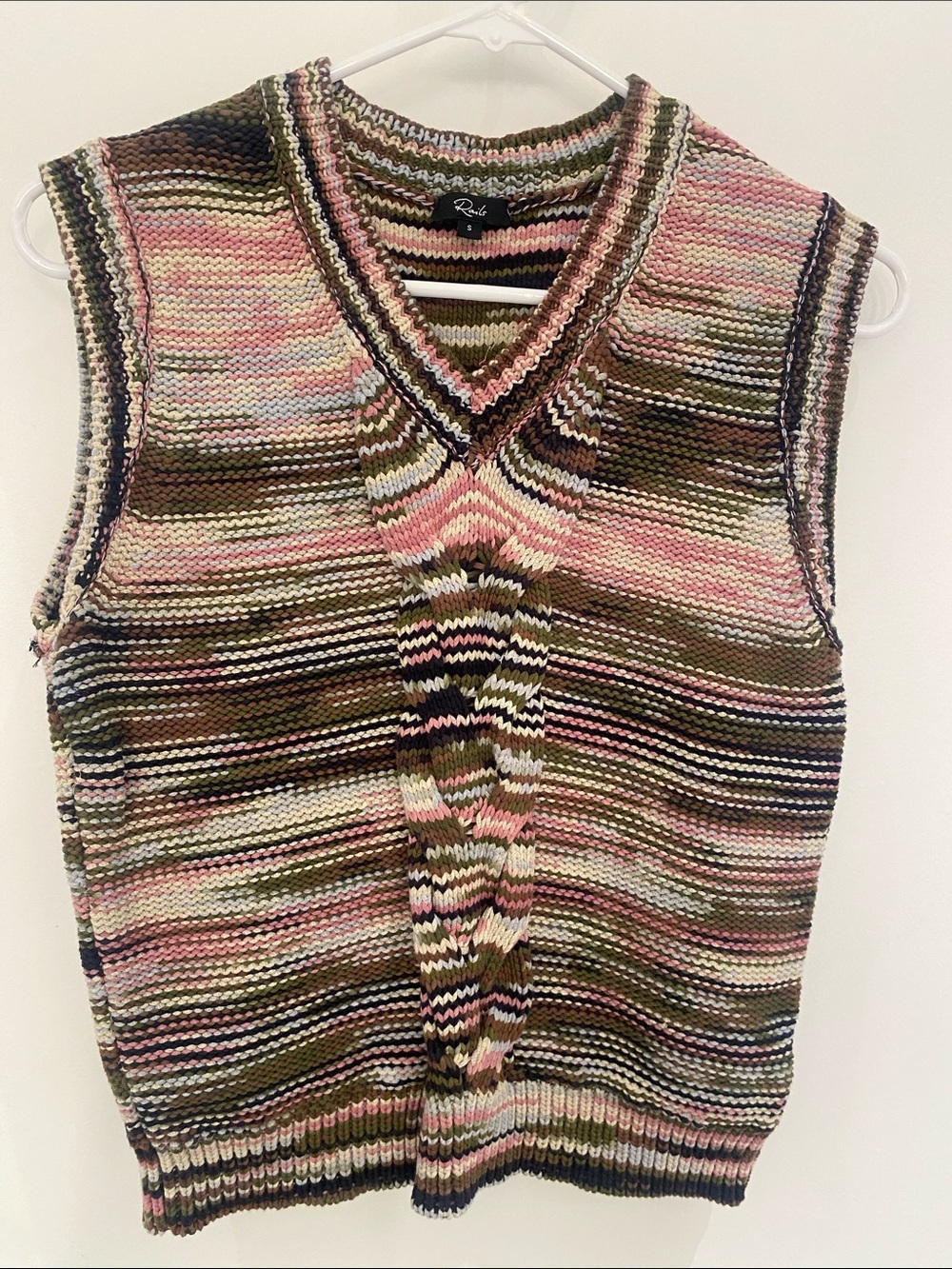 NWT Rails Brixton V-Neck Spaced Dyed Sweater Vest Green/Pink/Blue/Brown/Black S